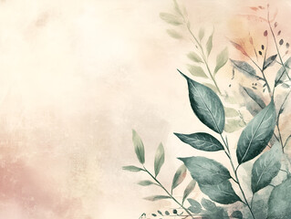 Poster - Watercolor Floral Background: Gentle watercolor depiction of serene foliage and botanicals, creating a delicate and calming aesthetic. 