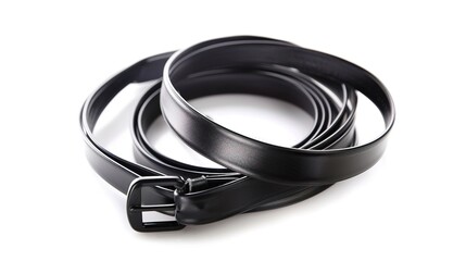 A simple and distinct belt is prominently displayed all alone on a clean, expansive white background. The belt's design, texture, and details are clearly visible, making it a focal point. This unclutt