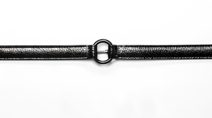 A simple and distinct belt is prominently displayed all alone on a clean, expansive white background. The belt's design, texture, and details are clearly visible, making it a focal point. This unclutt