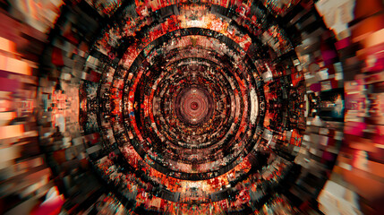 Fototapete - Tunnel Vision: A mesmerizing, abstract, tunnel-like structure with a central point of focus, captivating the viewer with its intricate details and radial symmetry.