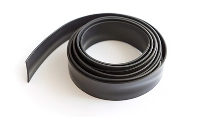 A simple and distinct belt is prominently displayed all alone on a clean, expansive white background. The belt's design, texture, and details are clearly visible, making it a focal point. This unclutt