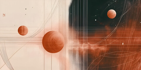 Poster - abstract spheres in cosmic space: a mesmerizing, artistic depiction features three radiant spheres f