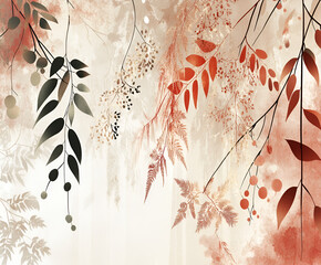 Poster - Botanical Watercolor: Delicate watercolor painting of botanical elements with layered textures and a soft, artistic feel. showcases the beauty of nature's organic forms and subtle color palette