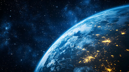 Wall Mural - stunning view of earth from space at night with bright city lights