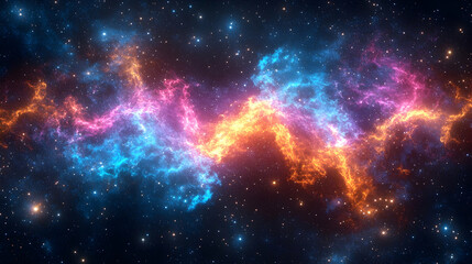 Wall Mural - Colorful Cosmic Nebula with Bright Starry Background in Space