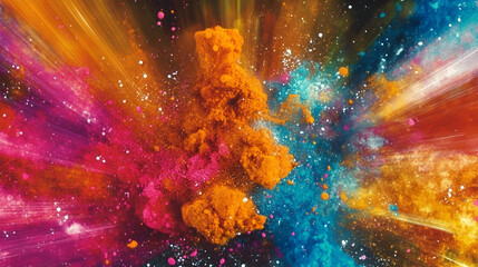 Fototapete - cosmic burst of color: an abstract explosion of vibrant colors, swirling and dancing in a kaleidosco