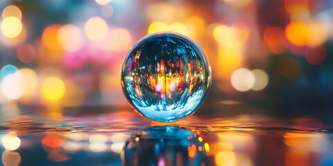 Poster - cityscape in a crystal sphere: capturing a magical realm within a crystal ball. this captivating ima