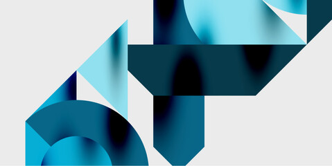 Poster - Modern abstract background featuring circles, lines, and triangles in a dynamic geometric composition. Perfect for stylish, tech, or creative-themed designs