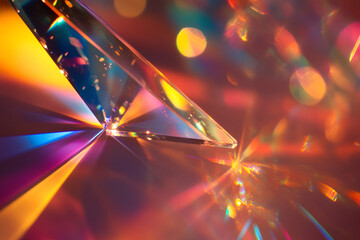 Fototapete - prismatic dance: an intricate prism refracts light, creating a captivating display of spectral color