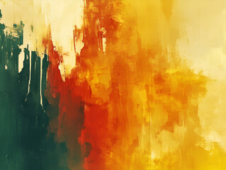 Poster - Abstract Color Harmony: An expressive abstract composition featuring a vibrant blend of rich colors like orange, yellow, and green, evoking a sense of warmth and artistic freedom. 