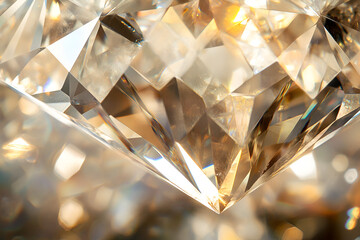 Canvas Print - diamond facets: sparkling facets of a large, brilliant-cut diamond, capturing the intricate details 