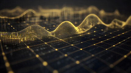 Poster - Dynamic golden data visualization digital environment infographic representation abstract view data science concept