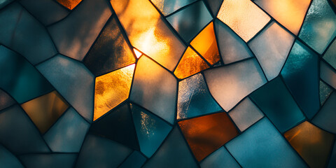Aufkleber - abstract stained glass mosaic: an artistic close-up of a mosaic composed of stained glass, featuring