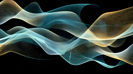 Poster - Dynamic flowing waves illustrating abstract motion digital art dark background high-contrast colors