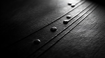 Poster - Abstract Art: Artistic arrangement of strings and water drops, creating a mesmerizing effect of contrast, texture and form in monochrome with minimalist design
