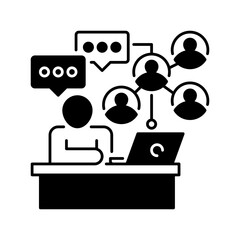 Poster - Virtual Meeting line icon. Universal creative premium symbol. Vector sign icon logo template. Vector illustration