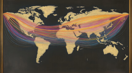 Poster - Global connectivity mapping world geography infographic visualization educational environment aerial view data representation