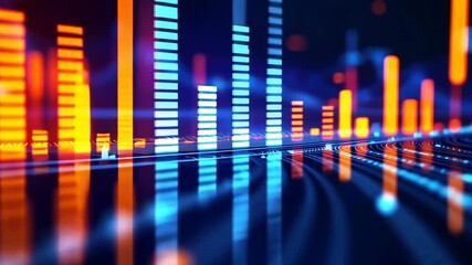 Poster - Vibrant digital sound waves: colorful equalizer bars in dynamic movement