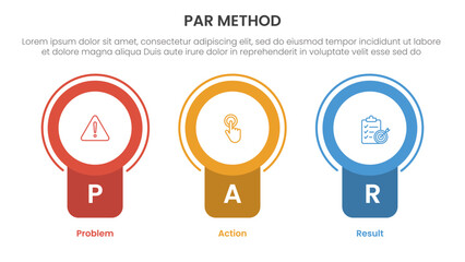Poster - par method infographic 3 point with badge circle banner shape for slide presentation