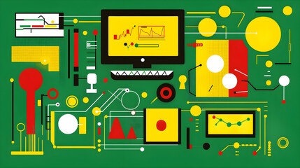 Poster - Analyzing data visualizations digital workspace graphic art modern technology abstract informative design