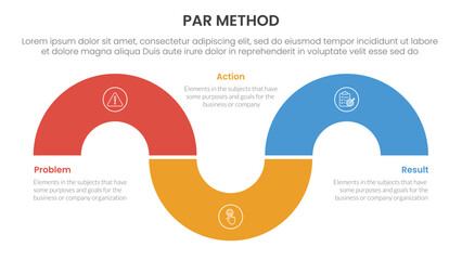 Poster - par method infographic 3 point with circular shape half circle up and down for slide presentation