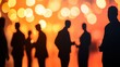 © Who is Santi - A blurry, warm-toned background of a corporate networking event, with abstract silhouettes of professionals mingling, their figures subtly blending into the surroundings.