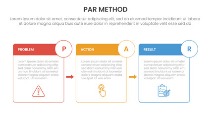 Poster - par method infographic 3 point with box outline and badge arrow for slide presentation