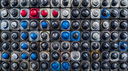 Poster - Vibrant urban art city streets graffiti wall colorful spray cans aerial view creative expression