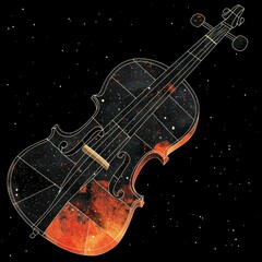 Wall Mural - celestial cello a cosmic symphony