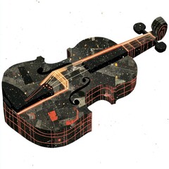 Wall Mural - cosmic violin a celestial symphony of strings and stars
