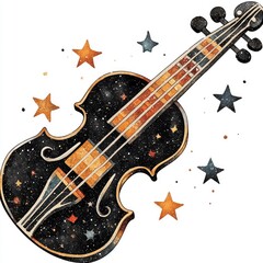 Wall Mural - celestial violin a cosmic symphony of stars and strings