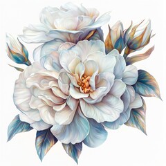 Wall Mural - Delicate White Roses with Soft Petals and Elegant Blossoms on a Light Background