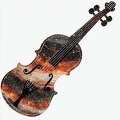Wall Mural - cosmic violin a celestial symphony of music and space