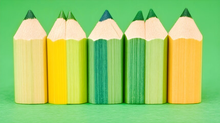 Poster - Artistic colored pencils arrangement studio photography creative space close-up color theory exploration