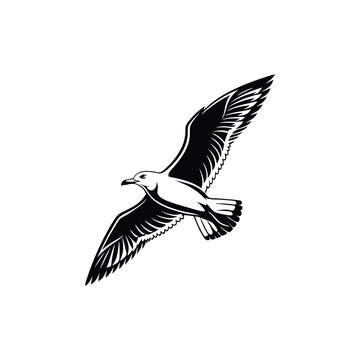 Soaring Bird Silhouette with Outstretched Wings – Minimal Vector Art