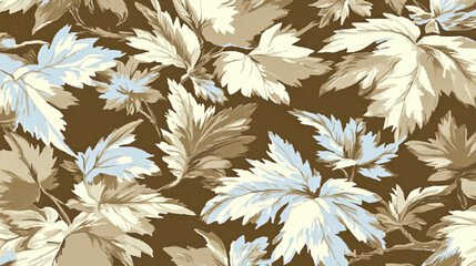 Wall Mural - Seamless pattern of leaves in earthy tones