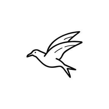 Soaring Bird Silhouette with Outstretched Wings – Minimal Vector Art
