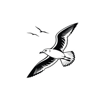 Soaring Bird Silhouette with Outstretched Wings – Minimal Vector Art