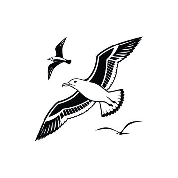 Soaring Bird Silhouette with Outstretched Wings – Minimal Vector Art
