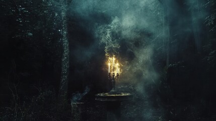 Poster - A cinematic magic scene with glowing bokeh orbs, mysterious smoke effects, and a deep dark background.