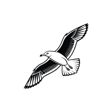 Soaring Bird Silhouette with Outstretched Wings – Minimal Vector Art
