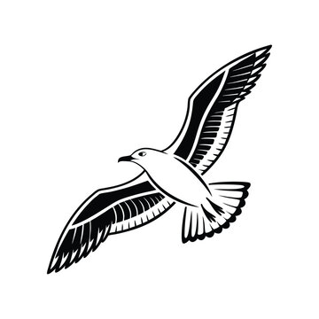 Soaring Bird Silhouette with Outstretched Wings – Minimal Vector Art