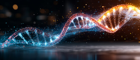 Poster - Dynamic dna helix animation laboratory digital art scientific exploration close-up genetic research visualization