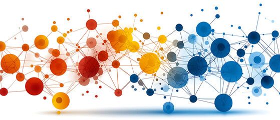 Poster - Dynamic network visualization digital space infographic design abstract environment bird's eye view data connectivity concept