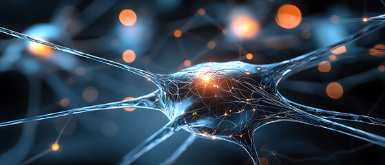 Poster - Neurons connecting brain activity scientific laboratory digital art abstract environment close-up view neurobiology concept