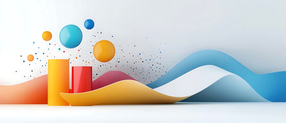 Fototapete - Dynamic colorful geometry shapes modern studio abstract design clean background eye level visual creativity