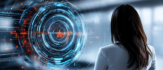 Poster - Exploring futuristic technology concepts digital interface virtual space innovation hub user perspective