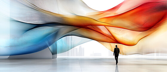 Poster - Creative flow of colors inspiring innovation modern art gallery digital artwork bright environment wide perspective