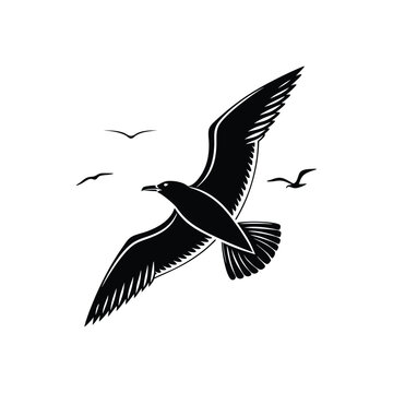 Soaring Bird Silhouette with Outstretched Wings – Minimal Vector Art