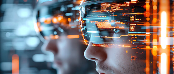 Poster - Virtual reality revolution enhancing human connection futuristic lab digital art tech environment close-up view innovation insights